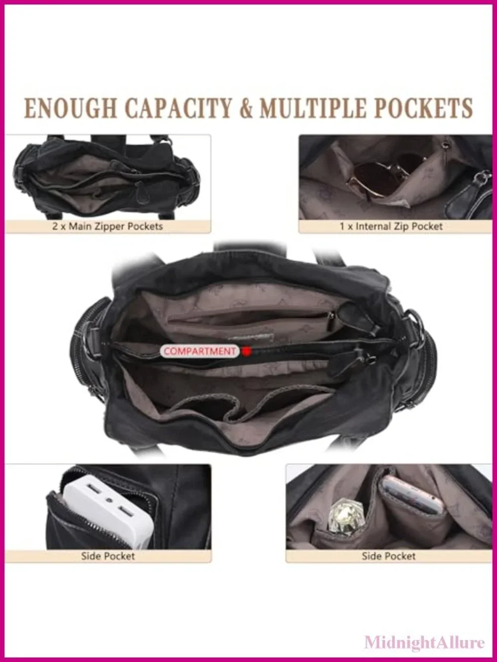 Vegan Leather Hobo Shoulder Bag Crossbody Strap Roomy Tote Purse